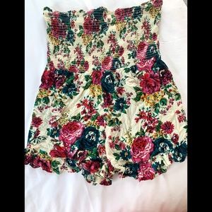 Floral Strapless Romper